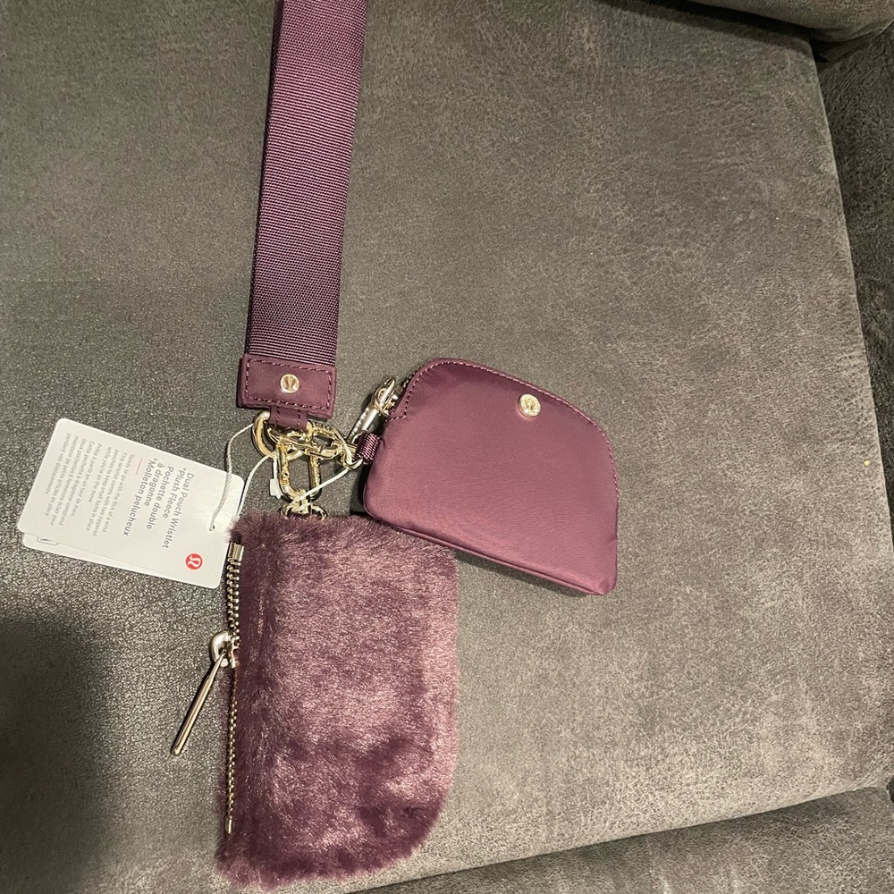 Lululemon Dual pouch wristlet with plush fleece